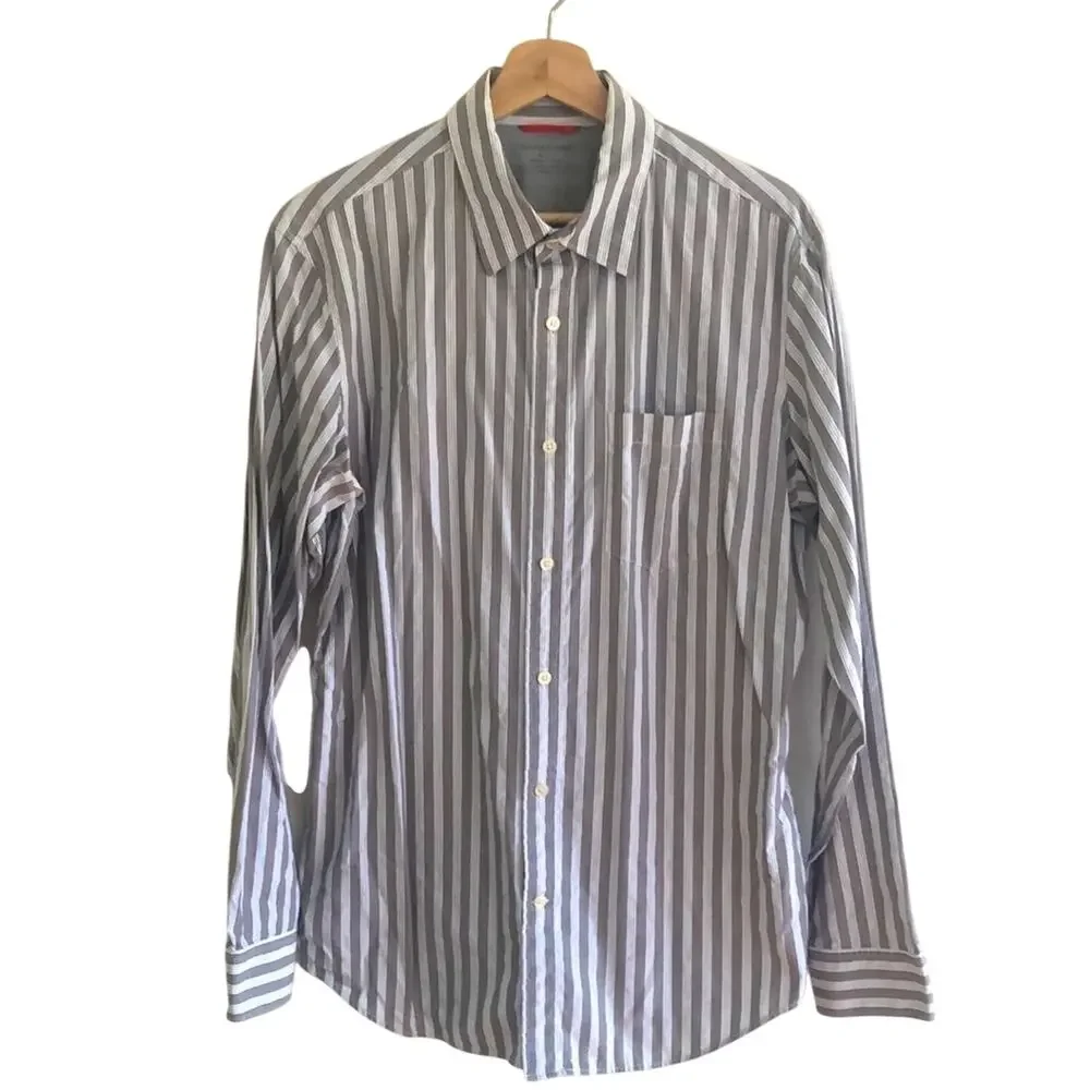 Banana Republic Slim Fit Stripe Button-Down Shirt Men's M Blue White